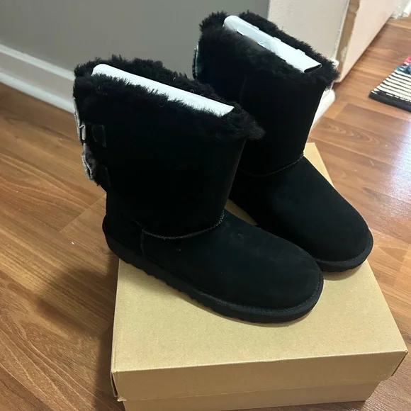 UGG Black Bailey Bow Boots - Picture 3 of 4